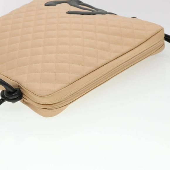 CHANEL Cambon Line Shoulder Bag Caviar Skin Beige CC Auth am4027 - Picture 6 of 16